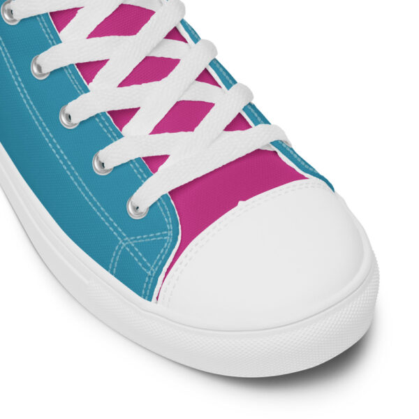 "Blue and Magenta" Women’s High Top Canvas Shoes - Image 7