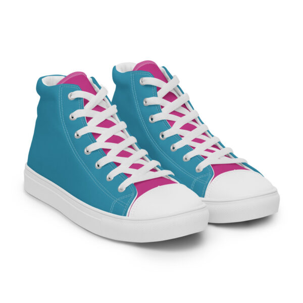"Blue and Magenta" Women’s High Top Canvas Shoes - Image 15